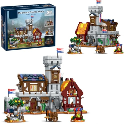3 in 1 Mittelalterliches Burg Bausteine Set, 1760 Teile Ritterfestung Baustein Bausatz Architektur Spielzeug, Mittelalterliches Burg Klemmbausteine Modell Heim Dekor Ideas Geschenk