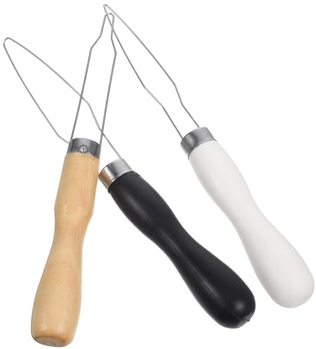 Beavorty 3 Stück Manuelles Knopfhaken Werkzeug aus Edelstahl und Holz Multifunktionales Knopf Selbstgemacht Werkzeug für Nähprojekte und Kleidungsreparatur Nähhilfe für Heimwerker