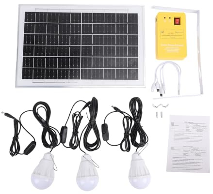 Bewinner Kit de Generador Solar con 3 Bombillas LED, Estación de Energía de 6000 MAh, Paneles Solares Portátiles para Acampar Al Aire Libre, RV, Respaldo del Hogar, Carga USB de Alta Eficiencia del