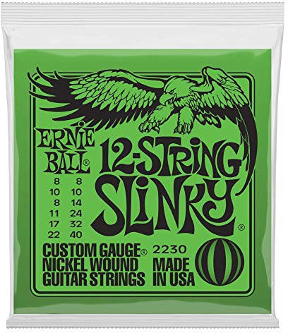 Ernie Ball, Slinky 12-String Nickel Wound, Corde per chitarra elettrica a 12 corde, diametro 8-40