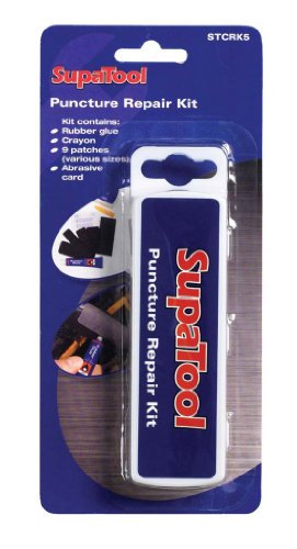 SupaTool - Puncture Repair Kit 9 Patches Rubber Glue Crayon Abrasive Card