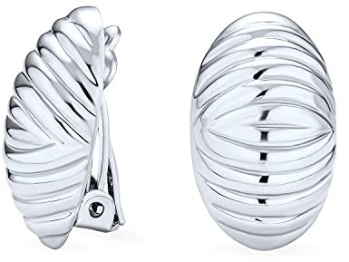 Gehämmerte polierte Garnelen-Kuppel-Clip-Ohrringe für Frauen ohne durchstochene Ohren .925 Sterling Silberlegierung Clip