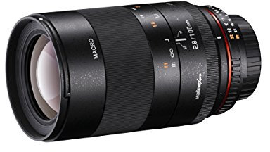 Walimex Pro 100mm 1:2,8 Makro DSLR-Objektiv für Nikon AE (manueller Fokus, für Vollformat Sensor gerechnet, IF, Filterduchmesser 67mm, mit abnehmbarer Gegenlichtblende)