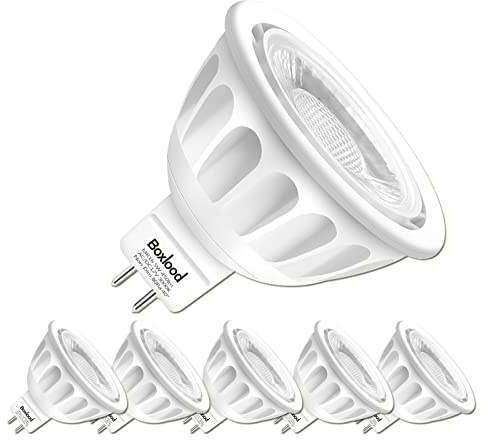 Boxlood MR16 LED Light Bulb Non Dimmable, 90% Energy Saving, 3000K Warm White, 40 Degree Beam Angle, AC/DC 12V, 5 Watts, 50W Halogen Bulb Equivalent, GU5.3 Bi-Pin Base, 6-Pack