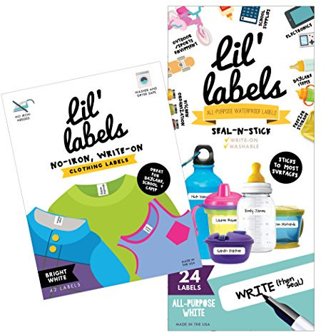 Daycare Labels Value Pack - Bottle Labels (All-Purpose White) and Clothing Labels (Bright White), Waterproof Labels, Multipurpose Labels