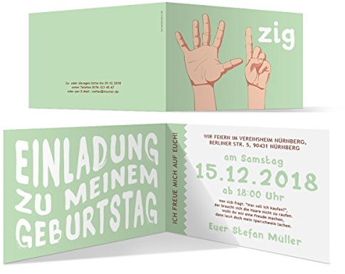 Kartenmachen.de 10 x Einladungskarten runder Geburtstag 60 Jahre Geburtstagseinladungen - Handzeichen