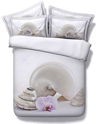 CHAOSE Ensemble De Literie Peinture HD Espace Cosmique Polyester-Coton Housse De Couette 3 Pièces (1 Housse De Couette + 2 Taies d'oreiller (Coquille, 200x200cm+2/70x50cm(1.5M/1.8M Bed))