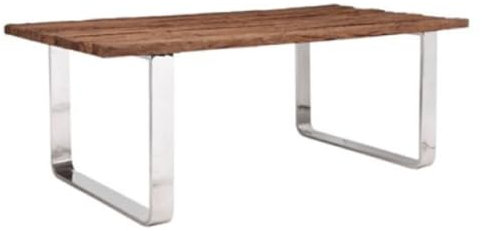 Casa Padrino Luxus Esstisch Braun/Silber 200 x 100 x H. 75 cm - Luxus Esszimmertisch