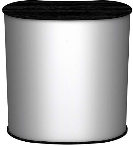 Lamellen Counter | ✓ Lamellentheke | ✓ Messetheke | ✓ Promotiontheke | ✓ Verkaufstheke von Vispronet® (Schwarz, Oval)