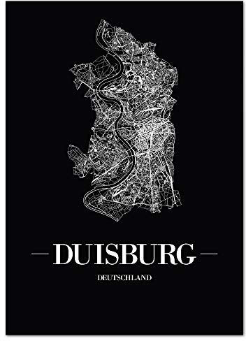 JUNIWORDS Stadtposter - Wähle Deine Stadt - Duisburg - 21 x 30 cm Poster - Schrift A - Schwarz