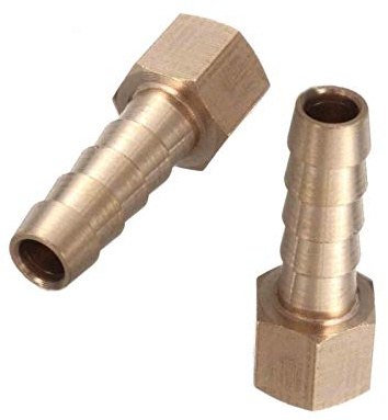 Lot de 2 raccords de tuyau cannelés BSP femelle en laiton pour air, carburant, eau (1/8 x Φ10 mm)