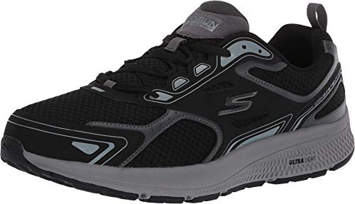 Skechers Men's GO Run CONSISTENT Sneaker, Black Leather/Synthetic/Gray Trim, 7.5 UK