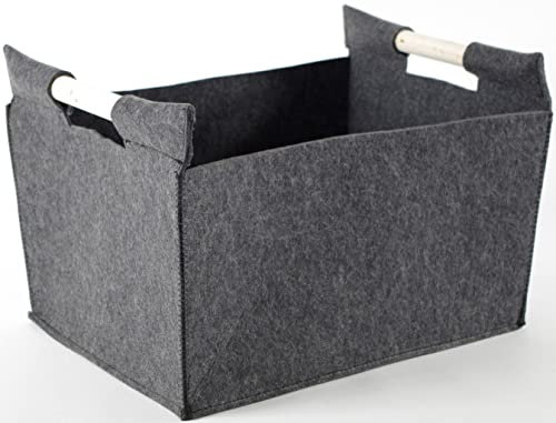 Kobolo Filzkorb Holzkorb für Kaminholz Allzweckkorb - Filz - dunkelgrau - 50x38x34 cm
