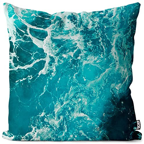 VOID Meer Wellen Türkis Kissenbezug Kissenhülle Sofakissen Kissen Deko Outdoor-Kissen Dekokissen, Kissen Größe:50 x 50 cm