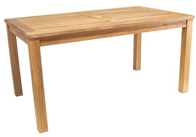 Beho Natürlich gut in Holz Tisch mit festen Beinen 150x 90x75 cm aus unbehandelten Teakholz, stabil, hochwertig langlebig. Sonderangebot statt € 589,00 nur € 469,00