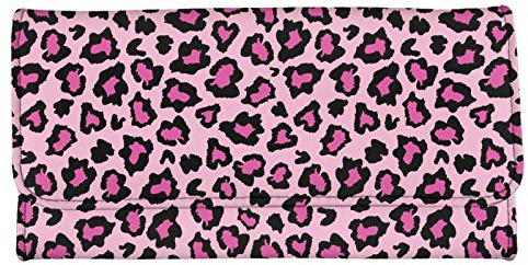Binienty Portefeuille en cuir pour femme - Porte-monnaie à trois volets - Cadeau pour la fête des mères, rose/léopard (Rose) - D97