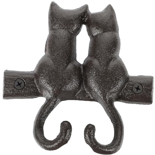 Angoily Crochets muraux vintage en fonte en forme de chat - Décoration murale rustique - Pour cuisine, salle de bain, vêtements, peignoirs, clés, chapeaux, sacs