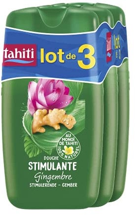 TAHITI - Gel Douche Gingembre Stimulante Enrichi au Monoï de Tahiti 100% Naturel - 250 ml - Lot de 3
