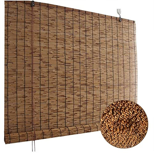 Suwooy Bamboo Roller Blinds for Pergola,outdoor Reed Curtain,sun Roll Up Shades,hand-woven Natural Roman Blinds,lifting Blinds,easy to Install,W×H-50x120cm/20x47in