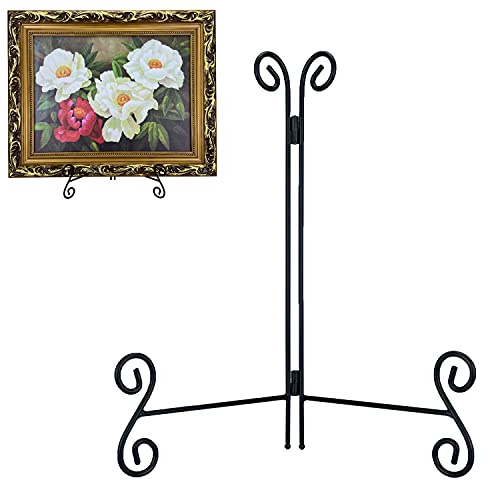 UOYEET Plate Stand, 12 Inch Plate Holder Display Stand 1 Pack, Black Metal Picture Stand Picture Frame Easel for Home Office Exhibition Reception…