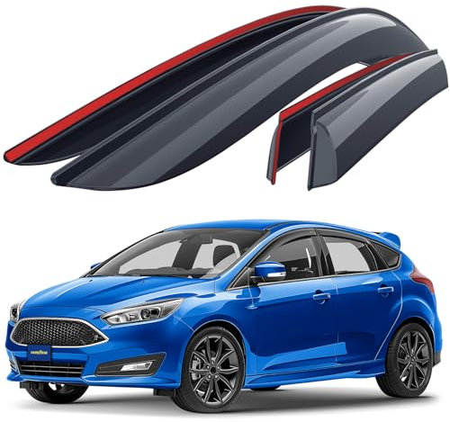 Goodyear Windabweiser für/kompatible mit Ford Focus III Sedan 2011-2018 - Stick-on Regenabweiser - Autofenster Regenschutz - Ermöglichen Frischluft - Waschstraßenfest - Einfache Montage 4 Set