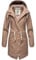 Navahoo Damen Übergangsjacke Regenmantel wasserdicht lang mit Kapuze Tropical Stormoo Taupe Gr. S