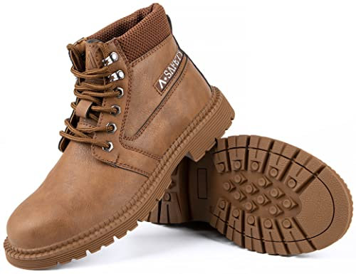 IYVW 813 Chaussures de Sécurité Homme Embout Acier Semelle Anti-Perforation Acier Chaussures de Travai Marron Clair 42 EU