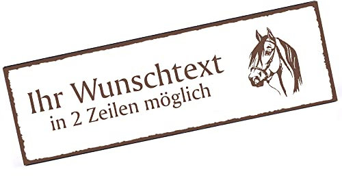 Türschild Pferd Kopf Namensschild personalisiert mit Gravur- 150mm x 50mm - selbstklebend