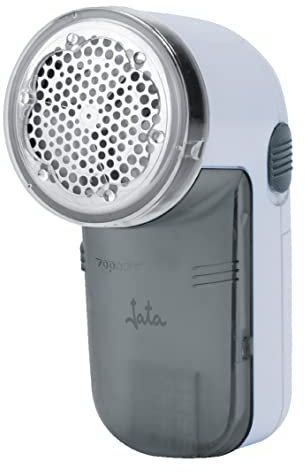 Jata JEQP5218 Quitapelusas Cuchillas de Acero Inoxidable Diámetro 5 cm Contenedor de Pelusas Desmontable con Accesorios Cepillo para Limpieza y Para Nivel de Rasurado Alto, Color Blanco Y Azul