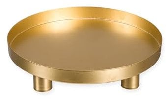 Tablett Metall Gold oder Schwarz Magnet Füße/Kerzenhalter Weihnachten 20cm Ø, Farbe:Gold