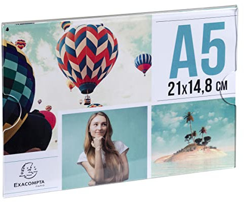 Exacompta - Réf. 84855D - 1 Porte-visuel mural A5 horizontal pour afficher les photos ou documents - Vissable et collable - en PMMA (acrylique) très haute transparence - Cristal