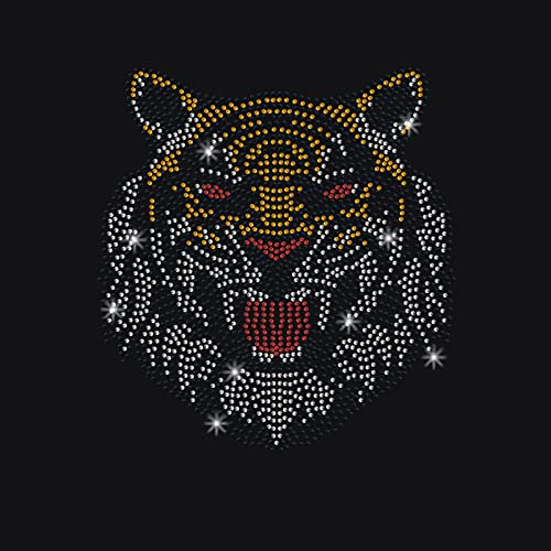 NBEADS Tiger Strass Hotfix Zum Aufbügeln, Wärmeübertragungs Aufkleber Bling Strass Aufkleber Strass Hotfix Transfer Patch Kleidung Reparatur Applikation für T-Shirt Hut Hosen Tasche