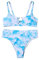 Heiße Zweiteilige heikle Brustsplit-Set Set für Frauen Kontrastgradient Badebekleidung Steinhart Uhren (Sky Blue, S)