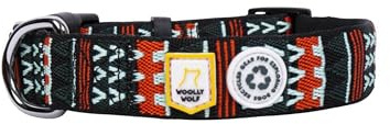 Woolly Wolf Woodland Hundehalsband mittelgroße Hunde M – Hundehalsband aus 100% recyceltem Polyester, bequem und strapazierfähig für Alltag und Outdoor-Abenteuer