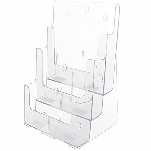 TUKA-i-AKUT Prospektständer Acryl 3 Etagen A4 Hoch Flyerhalter Tischaufsteller oder zum Wand Aufhängen, Katalogständer Broschürenhalter für Werbung Menüs Prospeketen Katalogen Preiskarten, TKD8630