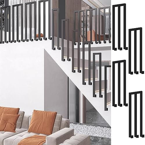 Geländer Treppengeländer Industrieller Stil Baluster U/M-förmig Seitlich angebracht, Treppenhandlauf Dachboden Leitplankenspindeln Schwarz Quadrat Eisen Geländerstange für Verandadeck ( Color : M Form