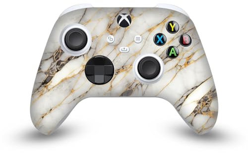 Head Case Designs Weiß, Gold Und Grau Marmor Vinyl Haut Gaming Aufkleber Abziehbild Abdeckung kompatibel mit Xbox Series X/S Controller