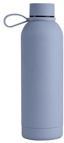 Borraccia Memotak Bottle Soft Touch Azzurro Ceruleo 500 ml personalizzabile STAMPA LASER | Bottiglia isolata a tenuta stagna per Sport, Bambino, Bambina | 24 ore freddo & 12 ore caldo