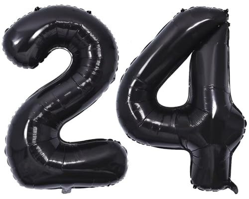 Vthoviwa 40 Zoll Luftballon Zahlen 24/42 Schwarz, Helium Ballon 24, Luftballon 24/42. Geburtstag Foil Ballon, 0123456789,10-19,20-25,30,40,50,60,70,80,90, Folienballon 24/42 Party Decoration
