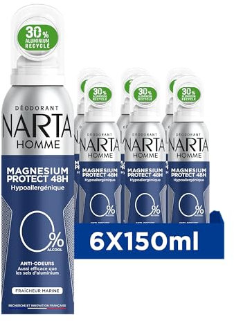 Narta Herren-Deospray, Magnesium Protect, hypoallergen, 6 x 150 ml