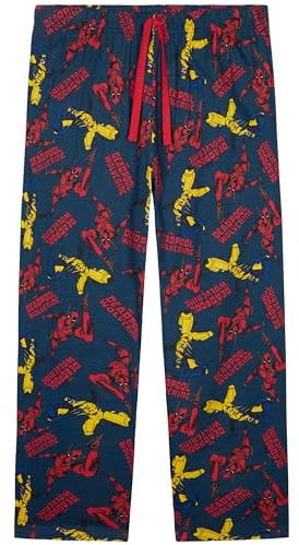 Marvel Avengers Men Teenagers Pyjama Bottoms, Comfy Nightwear Sleepwear Lounge Pants, Gifts for Him (L, Multi Deadpool Wolverine)