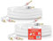 Nakamichi Excel Series 24k Gold Plated Banana Plug with (6 Feet) Speaker Cable Wire 99.9% Oxygen-Free Copper (OFC) Heavy Duty Braided in-Wall CL2 Rated - White (12AWG / 6ft / 1.8m) 2-Pack