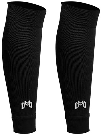 MediCaptain Pre Cut Soccer Sock Sleeves, Companion for Soccer Grip Socks, Securely Holds Shin Guards, Compression Leg Warmer (US, Alpha, One Size, Regular, Regular, Black)