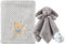 CREVENT Babydeckenset, weich, gemütlich für Jungen und Mädchen und Schmusetuch, mit Geschenktasche, Neugeborenen-Essential, Grau