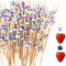 200 Piezas Palillos Para Aperitivos,Palillos Para Aperitivos Navidad,Palillos Navidad,Palillos,Pinchos Para Aperitivos,Brochetas Navidad,Palillos De Coctel Dorado,Palillos Decorativos (Colorido)