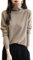 Chanyarn Maglione da Donna in 100% Lana Merino Leggero Collo Alto Lavorato a Maglia Senza Cuciture a Maniche Lunghe Tops (Tan,L)