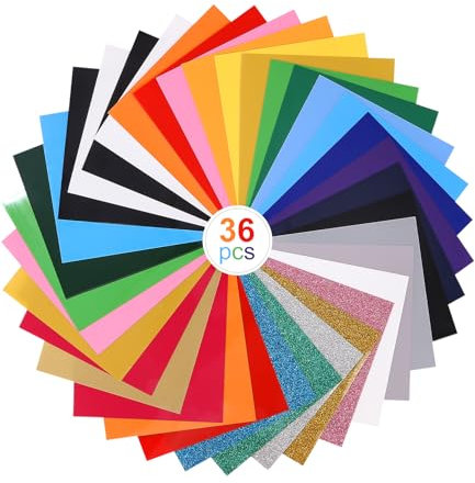 36 Hojas Vinilo Textil Termoadhesivo, Fácil De Cortar, 30 * 14CM, 25 Colores, Transferencia De Calor Para Ropa De Bricolaje, Sombrero, Tela