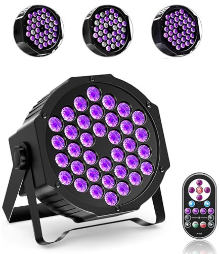 Erreyht UV Black Par Lights for Glow Party, 36 LED UV Light with Remote Control DMX512 Stage Strobe Lighting for DJ KTV Disco Bar Band Christmas Halloween Wedding