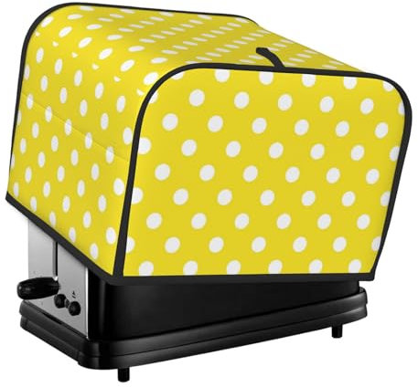 Toaster Cover, 4 Slice Toasters Dust Cover Bread Maker Cover Toaster Oven Cover, White Polka Dot Yellow
