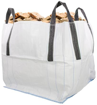 Big Bag 90x90x90 cm Sack Bauschuttsäcke Bigpack mit 4 Hebeschlaufen bis 1.500kg Traglast für Garten Sand Holz Bauschutt Bags (4)